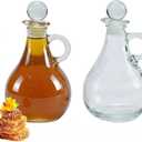No Drip Glass Honey Dispenser 2 Pack, 14oz Honey Jar with Sealed Lid, Transparent 400ml Honey Container for Pancake, Waffle, Kitchen & Dining Table