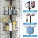 Corner Shower Caddy Tension Pole4 Tier Adjustable Bathroom Organizer ShelvesInside Shower Storage With Hidden Hook & Towel Holder,63.7-119 Inch No-Drill Quick Installation Shower Rack, Black