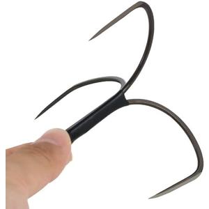 Pack of 2, 5pcs Finishing Hooks Snagging Hooks Three Claw Grind Nonbarb Black Nickel Strong Anchor Hook for Fishing (Model 9A)