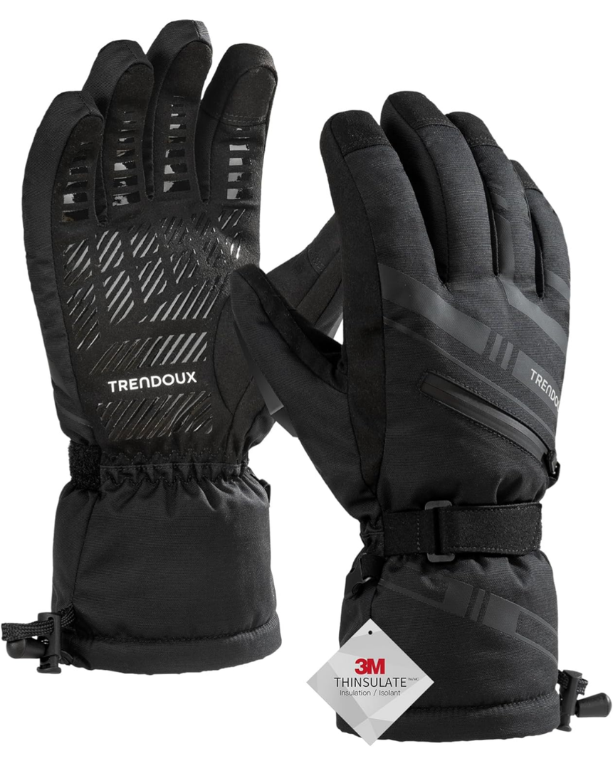 TRENDOUX Winter Gloves Ski Waterproof: 3M Thinsulate -40℉ Windproof Warm Men Women Insulated Glove with Touchscreen Anti-Slip, XL