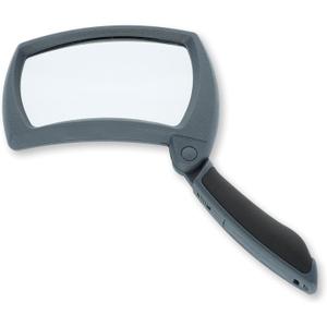 Carson LED Lighted Magnifold 2x Power Rectangular Magnifier For Reading, Inspection, Low Vision, Hobby and Crafts (MJ-50), Grey