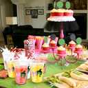 Chuangdi 50 Pcs 12 oz Princess and Witch Cups Pink and Green Disposable Witch Hat and Bows Plastic Cups for Musical Theatre Witch Themed Birthday Party Decoration