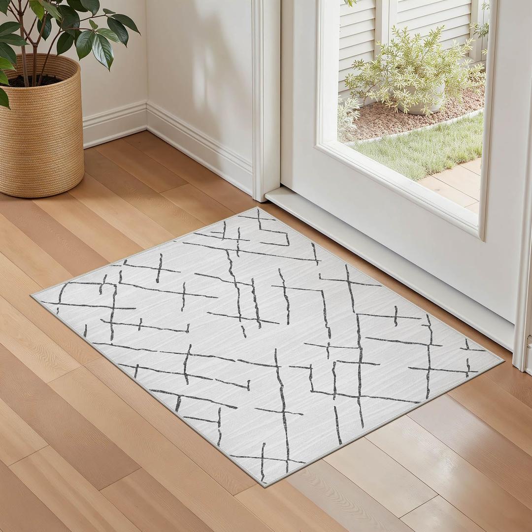 kakania Washable 10x14 Area Rug for Living Room: Boho Geometry Home Decor