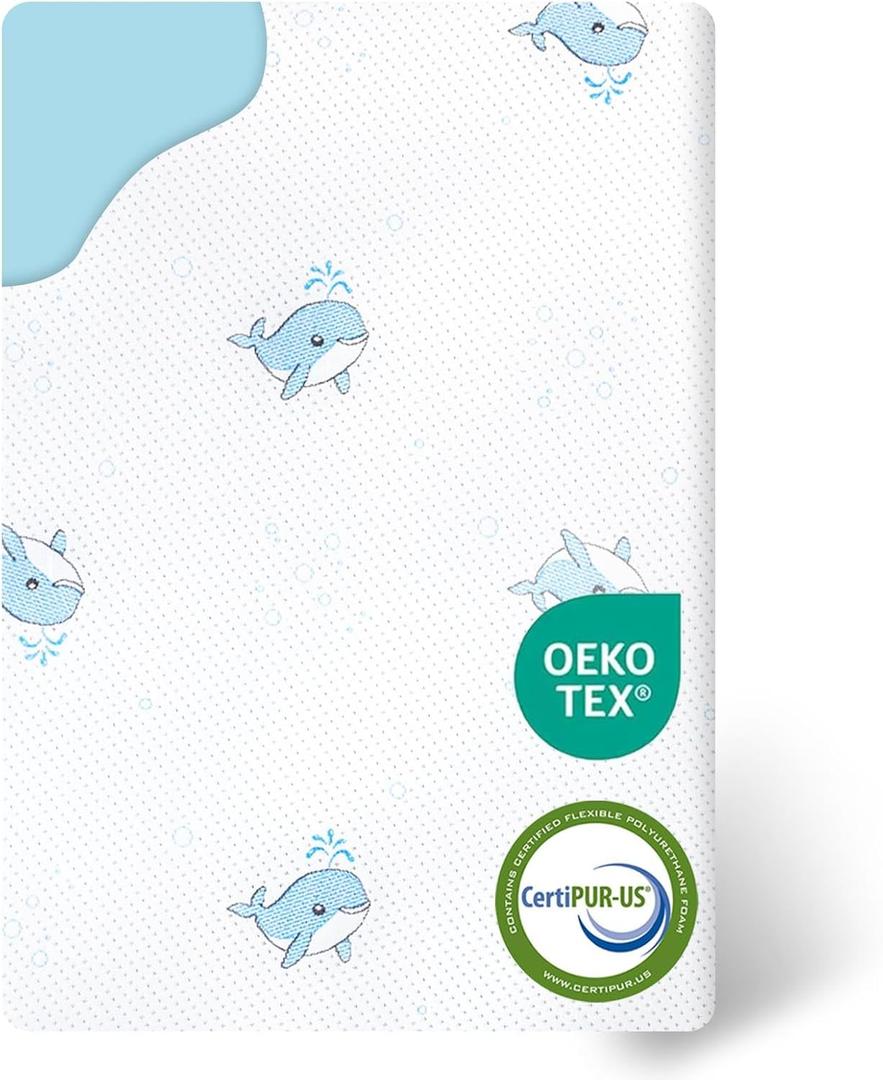 GOODFINDS Pack and Play Mattress, 38"x26"x3" Soft & Firm Memory Foam Pack N Play Mattresses, 3 Inch Thick Baby Memory Foam Mattress for Pack and Play with Removable Cover (White Pad 01)