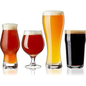 True Craft Beer Tasting Kit Glasses, Dishwasher Safe for Drinking IPAs, Tulips, Hefeweizen, and Imperial Pint Glassware, Set of 4