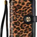 Wallets for Women Multi Card Holder Wallet Clutch Wallet Card Holder Organizer Ladies Purse with Wrist strap Purse (Black Leopard)
