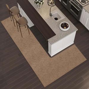 Washable Corner Kitchen Mat, L Shape Rug for Island Table, Super Absorption Velvet Rugs for Floor, Skid Free Right/Left Corner Rug for Door, Bathroom,Living room (Camel Right-L, 4'7''X6'7''X1'10'')
