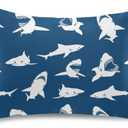 White Sharks Silhouettes Pillow Covers Silk Pillowcase for Hair and Skin Soft Smooth Breathable Cooling Satin Pillowcase Standard Size Pillow Case for Sleeping Women Boys Girls Room (20x30 Inch)