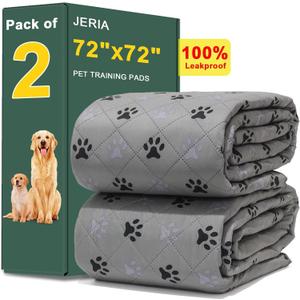 JERIA 2 Pack 72"x 72" Waterproof Non Slip Wee padReusable Washable Pee Pads for DogsAbsorbent and Leakproof Training Mats for Potty, Bed, Sofa, Potty Training