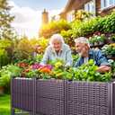 Raised Garden Bed with Reinforcement Rods Elevated Planter Boxes for Outdoor Plants with Drainage Holes for Flowers Vegetables Herbs Patio Backyard Deck Balcony, Purple, Double-Layer