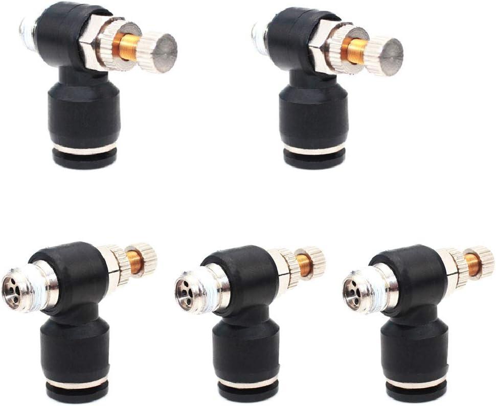 Beduan Pneumatic Push to Connect Air Flow Control Valve, 6mm Tube OD x 1/4" Male Thread, Elbow 90 Degree Switch Valve Adapter Fitting (Pack of 5)