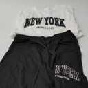 Hilinker Womens Letter Graphic 2 Piece Outfits Summer Casual Short Sets Workout Sweatsuits White Black New York X-Large