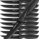 Home Hero Steak Knives Set of 12 - High-Carbon Stainless Steel Blades - Razor-Sharp Serrated Knives - Black Ergonomic Handles - 12 Pcs, Black