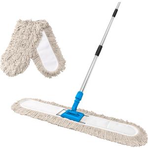 41" Commercial Dust Mop: Large Push Broom Wide Industrial Heavy Duty Hardwood Dry Sweeping Mop with 2 Pads Long Handle for Janitor Indoor Warehouse Gym Cleaning