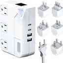 250W Conversion Plug, International Travel Converter with 2 USB and 2 USB-C Ports, lowering 220V to 110V for 100V-240V Areas and Different Countries Plugs Using US Electrical Devices