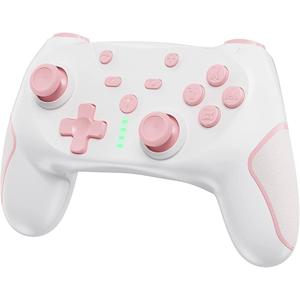Pink And White Controller With Charging Cable