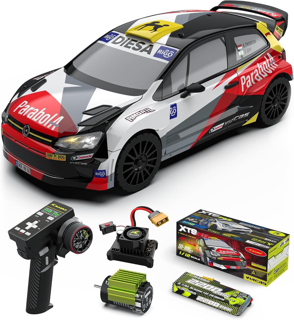 RLAARLO 1/12 Brushelss RC Cars for Adult Top Speed 50+ MPH Rally Car All Terrain RC Truck 4W Off-Road Monster Trucks with Gyro Waterproof Remote Control Car (Red), 15 inches x 6 inches x 5 inches