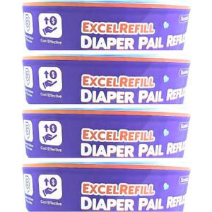 Diaper Pail Refills Compatible with Diaper Genie & Munchkin - 4 Pack (1280 Count), 24 Ft Bags - Scented,7-Layer Odor Control