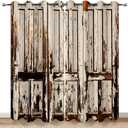 MissHope Rustic Wood Barn Door Blackout Curtains Village Wooden Home Decor Vintage Farmhouse Country Plank Decorate for Bedroom Living Room Grommet Window Drapes 2 Panel Sets, 52"x84"