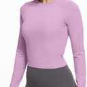 GGOV Womens Long Sleeve Crop Workout Tops Yoga Cropped Top Gym Shirts Athletic Clothes Slim Fit (Medium)