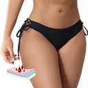 SherryDC Women Period Swimwear Menstrual Bikini Bottoms Tie Side Bathing Suit Leakproof Swim Bottoms for Teens, Grils 2XS