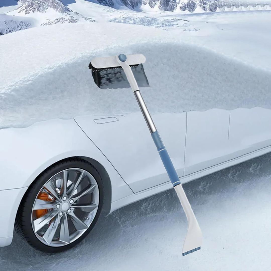 3 In 1 Snow Brush and Ice Scraper for Car Windshield TORCARVH Extendable Snow Removal 360 Pivoting Vehicle Winter Shovel Brush Snow Scraper with Long Handle for Car SUV Trucks (White)
