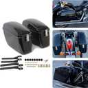 KUAFU Universal Motorcycle Hard Saddle Bags Trunk 60L Compatible with Harley Davidson Dyna Honda Cruiser Yamaha Suzuki Kawasaki Hard Luggage w/Brackets Black