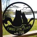 RealSteel 9 Lives Together Cats Valentines Day Sign, Gift for Cat Lovers, Outdoor Wall Decoration, Gift for Husband or Wife (18", Black)
