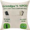 2 x FUTEI Grandpa Gifts,Grandpa'Spot Throw Pillow Covers 18x18 Inch Set of 1 Christmas Holiday Home Decor for Couch Bed Living Room