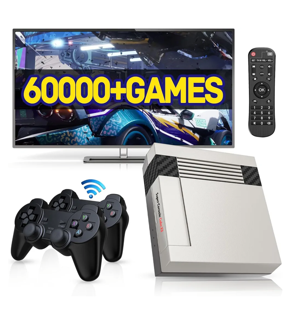 Kinhank Super Console Cube X3 Built-in 60,000+ Games,Retro Video Game Console,EmuELEC 4.5/Android 9.0/CoreE 3 Systems in 1,Compatible with 60+ Classic Emulators,S905X3 Chip,8K Output,Up to 5 Players