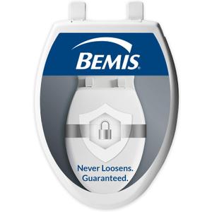 Bemis Aurora Slow Close Toilet Seat, Easy Clean Hinges and Adjustable Perfect Fit Plastic Seat, Made in USA, Elongated, White