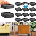 Bed Risers 1 inch, 2 inch, 3 inch, 4 inch Heavy Duty, Adjustable Furniture Riser for Table Desk Couch Sofa Chair Recliner Leg Frame Dorm, Stackable Bed Raisers Blocks (Black 12 Pack, 1+1+1 inch)