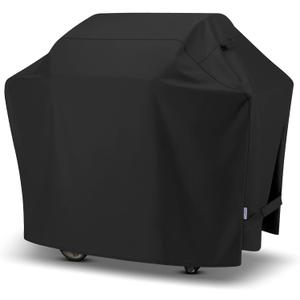 SunPatio Grill Cover 55 Inch, Outdoor Heavy Duty Waterproof Barbecue Gas Cover, UV & Fade Resistant, All Weather Protection Compatible for Weber Charbroil Nexgrill Kenmore Grills and More, Black