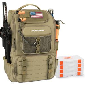 KastKing KarryAll Fishing Tackle Backpack with Rod Holder 4 Tackle Boxes,40L Tackle Bag Storage Fishing Gear and Equipment