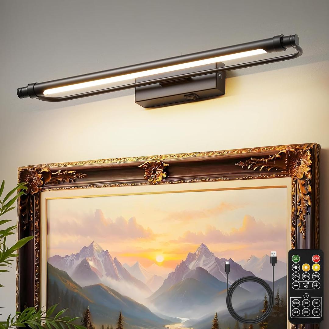 ZitoStory 20'' Picture Lights for Wall, Battery Operated LED Art Light, Adjustable Brightness Wall Mounted Light for Paintings, Photos, Posters & Artwork Display