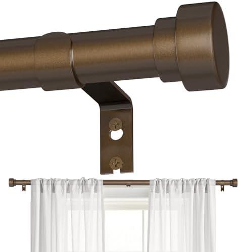 DMDG Bronze Curtain Rods for Windows 32 to 150 Inch, Heavy Duty Curtain Rod Adjustable Length, 1 Inch Diameter Modern Decorative Curtains Rods(Bronze,32-150")