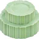 DaYammi 60 PCS Green Plastic Plates,Reef Plate Disposable & Reusable-Heavy Duty Plastic Plates for Party Including 30 Dinner Plate, 30 Dessert Plate,Green Disposable plates for Dinner Parties