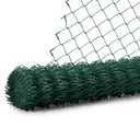 Fencer Wire 9 Gauge Green Vinyl Coated Galvanized Steel Chain Link Fence Fabric, Diamond Mesh Size 2-3/8 Inch, Galvanized Fencing Wire Roll for Garden and Animals Enclosure (4ft. x 50ft.)