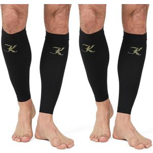 Calf Compression Sleeves for Men and Women - Leg Compression Sleeve - Calf Brace for Running, Cycling, Travel (XX-Large, 2 Pairs Black)