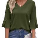 VICHYIE Summer Tops Women Short Sleeve Shirts Beach Vacation Outfits Plus Size Tshirts Casual Loose Clothes (Green, S)