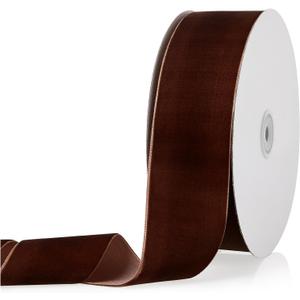 2" X 20 Yards Brown Velvet Ribbon for Christmas Tree Wreath Vintage Decoration Handmade Crafts Ornaments Gift Wrapping and Bow Making