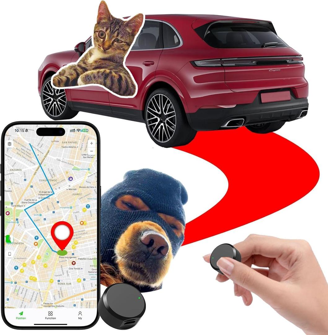 GPS Tracker for Vehicles & Pets  Mini Magnetic Car Tracker, Real-Time Tracking with Geofence Alerts & Playback | Vehicle Tracker Device, 100+ Languages & Google Maps  No Monthly Fee (Black)