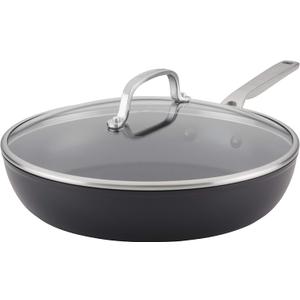 KitchenAid Hard Anodized Induction Nonstick Fry Pan/Skillet with Lid, 12.25 Inch, Matte Black