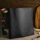 Teling 1 Pcs Leather 3 Ring Binder Holds 8.5 x 11 Inch Paper Binder Organizer Vintage Faux Leather Portfolio Folder Planner for Office Home Document Photo Diary Supplies (Black)