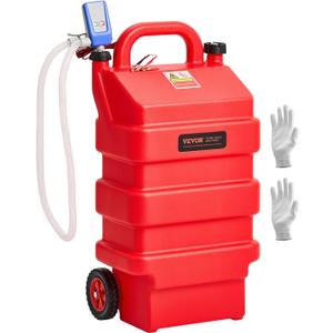 VEVOR Fuel Caddy, 16 Gallon, Portable Fuel Tank with 12V DC 2.5 GPM Electric Fuel Transfer Pump, 4 ft Delivery Hose & Auto-Stop Sensor Nozzle, Tank Adapters, Suitable for Diesel & Gasoline, Red