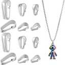 PH PandaHall 12pcs 925 Sterling Silver Pinch Bails, 3 Sizes Snap on Bails 6~12mm Snap Bail Hook Pinch Clip Necklace Connectors Pendant Clasps Charm Holder for Necklace Jewelry DIY Craft Making