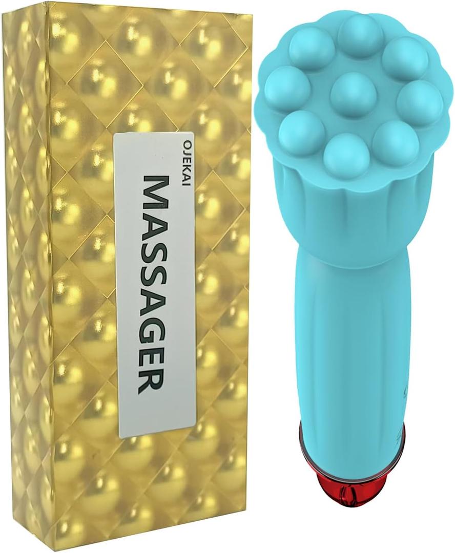 Portable Handheld Mini Massager, Waterproof Soft Silicone, for Head Face Neck Shoulder Back, Full Body Muscle Pain Relief Tool, USB Rechargeable, 10 Mode Speed Selection Settings, Blue