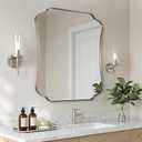 ANDY STAR 24"x30" Brushed Nickel Mirror, Scalloped Bathroom Wall Mirror with Metal Frame for Vanity, Vintage Notched Edges Design Ideal for Entryway, Living Room & Bedroom Decor