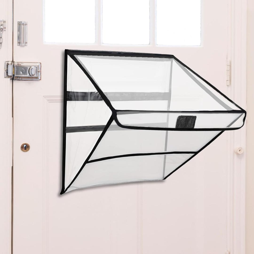 JUIN Door Mail Slot Catcher: Large Size Dog-Proof Letter Box Catch Interior Draft Stopper Letterbox Cover Indoor Front Door Mailbox Basket Indoor Large Capacity for Home Office Garage - Transparent