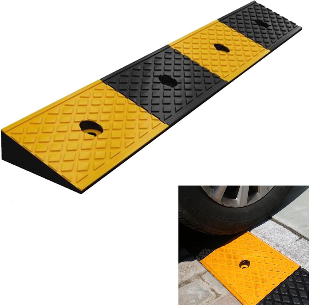 Nisorpa 2'' Rise Rubber Curb Ramp 22000lbs Heavy Duty Loading Threshold Ramp 10 Ton Driveway Ramp Car Slope Ramps for Loading Dock Motorcycles Warehouse Sidewalk Wheelchair Shed Garage